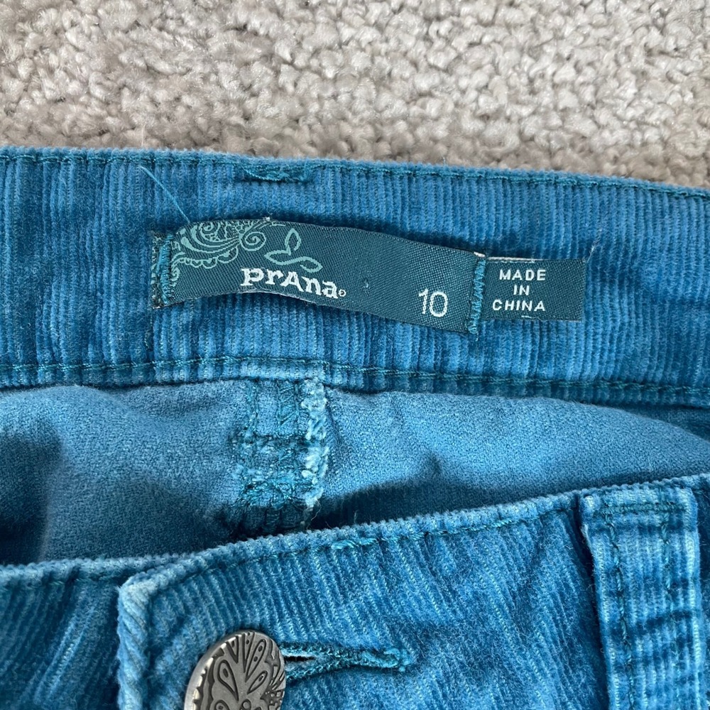 Prana Corduroy Pants Womens 10 Teal Blue Straight Tapered - Picture 5 of 12